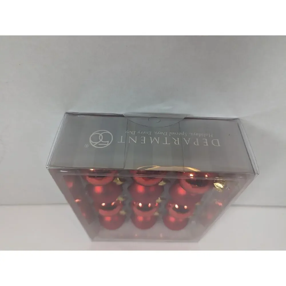 Vintage Dept 56 Glass Mini Ball Christmas Ornaments 12 Pack 1-5/8